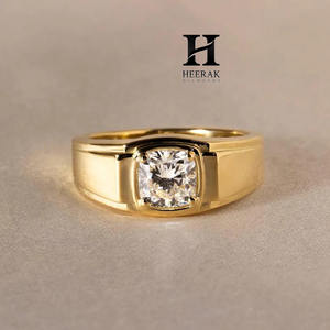 Anillo de Diamante Moissanita de Oro Amarillo de 18K para Hombre, Corte Redondo, Solitario, Anillo de Compromiso, Joyería Fina, Regalo para Hombre - Product Image 5