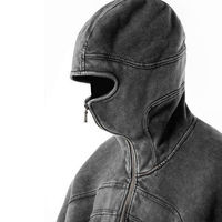 Sweat-shirt à capuche balaclava en coton épais, coupe oversize, style streetwear hiver, avec logo personnalisé, en polaire premium, pour la mode moderne
