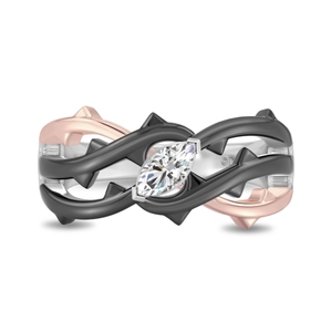 Bague Bypass en Or Rose avec Diamants Taille Marquise et Accents Pointus en Argent Sterling 925, Collection Luxe Imperial Jewels pour Femme - Product Image 4