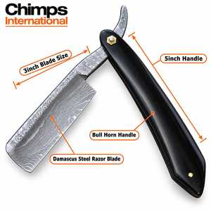 Navaja de Afeitar Plegable Vintage de Acero de Damasco Hecha a Mano de Primera Calidad para Hombre, Mango de Cuerno de Toro, Personalizada, Venta al por Mayor para Salón de Belleza y Barbería - Product Image 2