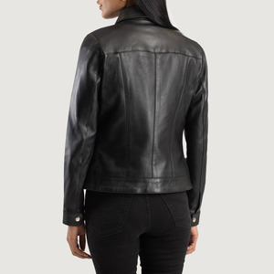 Vestes en cuir véritable pour femmes, col classique noir, haute qualité, style motard et bomber, vente en gros, personnalisables (logo, couleurs, OEM) - Collection 2026 - Product Image 6