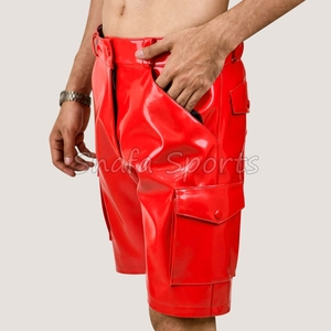 OEM Service Reasonable Price Leather Shorts For Men Latest Style Custom Design Streetwear Men Leather Shorts In Wholesale - Product Image 4