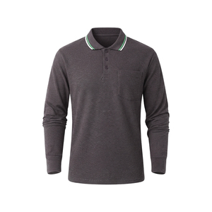 Bulk <b>Long</b> <b>Sleeve</b> <b>Polo</b> <b>Shirts</b> Breathable Button Front <b>Mens</b> Golf Wear Custom Embroidered OEM Apparel Smart Casual <b>Shirt</b> - Product Image 2