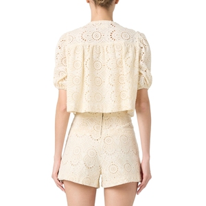 เสื้อชีฟองลูกไม้ผู้หญิง แขนยาว ติดกระดุม คอปก แขนจับจีบ ผ้าฝ้าย 100% เสื้อลำลองสำหรับฤดูร้อน - Product Image 2