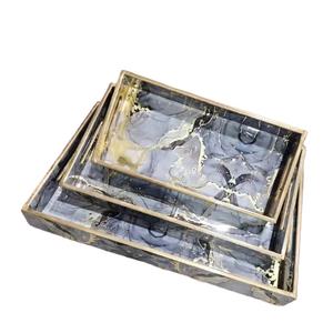 Plateau en émail avec imprimé vintage, plateau de service en émail pour la restauration, plateau décoratif en émail pour la cuisine, plateau en émail pour une utilisation en extérieur - Product Image 1