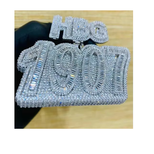 Pendentif Hip Hop en Diamant de Laboratoire Scintillant, Argent Sterling 925 Plaqué Rhodium, Bijou Tendance pour Style Urbain et Soirées - Product Image 3