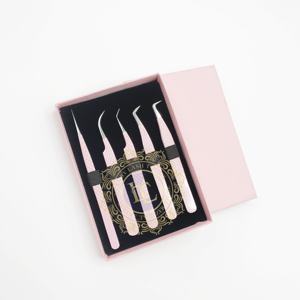 Pince à épiler à pointe argentée en acier inoxydable durable à motif diamant pince à épiler personnalisée de qualité supérieure en poudre rose vente en gros - Product Image 6