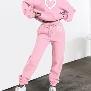 Ensemble de survêtement décontracté en polaire pour l'hiver, unisexe, broderie à motifs floraux, sweat-shirt à fermeture éclair intégrale, pantalon de jogging, séchage rapide - Product Image 1