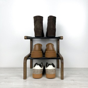 Elegant Curved <b>Shoe</b> Rack Dual Tier Compact Organizer <b>Space</b> <b>Saving</b> Design Strong Stable Frame Premium Entryway <b>Storage</b> Unit - Product Image 2