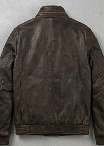 Chaqueta de hombre estilo vintage, de cuero de cordero encerado, con cierre de cremallera, estilo holgado, talla grande, para uso diario. - Product Image 3