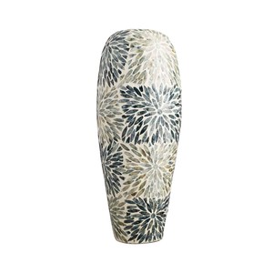 Vase de sol moderne en nacre, fait main, motif floral, centre de table décoratif - Product Image 1