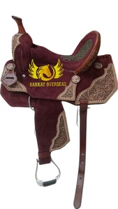 Custom Luxury Printed Seat Genuine Leather Western Horse Saddle Barrel Racing Copper Studded Design Portable comfy seat - Product Image 3