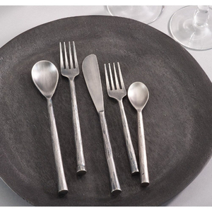 Service de couverts en acier inoxydable doré royal avec manche carré, 5 pièces, couverts modernes pour mariage, table à manger, utilisation en vaisselle. - Product Image 6
