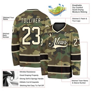 เสื้อฮอกกี้ลายพรางสีดำแบบกำหนดเอง รุ่น Salute To Service ระบายอากาศได้ดี ชุดทีมเย็บติดอย่างดี ชุดกีฬาฝึกซ้อมสำหรับผู้ชาย - Product Image 2