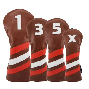 SOSH4 PU Leather Magnetic Closure Blade Style <b>Golf</b> Head Cover with 3D Embroidery and <b>Golf</b> Clubs & Stars Pattern - Product Image 3
