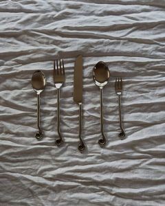 Silver Cutlery Set Stainless Steel Brass Shell Cutleries & <b>Flatware</b> Sets 4 Pcs Premium Quality Silverware Set For Restaurant Use - Product Image 4