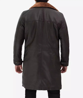 Erkek %100 Gerçek Kuzu Derisi Kaban Kışlık Shearling Uzun Kaban Şık Günlük Stil Bol Kesim Tüm Mevsimler İçin Nefes Alabilen Özellik