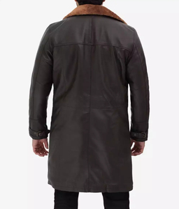 Men's 100% Real Lambskin Leather Coat Winter Shearling Long Coat Smart Casual Style Loose Fit for All Seasons Breathable Feature - Product Image 3