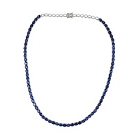 Bijoux vintage, design classique et romantique, or blanc 18 carats, saphir bleu ovale de haute qualité, serti de griffes, collier à chaîne unisexe
