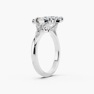 Vintage Floral 14K Solid Gold Marquise Cut Lab Grown Diamond Solitaire <b>Engagement</b> <b>Ring</b> <b>Nature</b> <b>Inspired</b> Fine Jewelry - Product Image 6