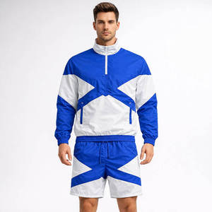 Manufacturer Custom Windbreaker Zip up Jacket Joggers Nylon Wind Breaker Cargo Pants Sweat Pant Tracksuit Jogging Suits <b>Set</b> - Product Image 1