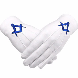 Gants Maçonniques Brodés en Coton Blanc Respirant et Confortable, Taille Personnalisée, Logo Personnalisé, pour Sport, Extérieur et Usage Quotidien – Vente en Gros - Product Image 6