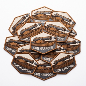 Patch brodé personnalisé pour équipement de chasse au baleinage maritime, harpon hexagonal, fabricant sur mesure - Product Image 1