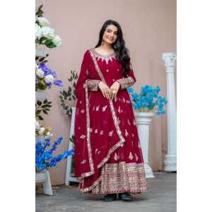 Robe de travail de créateur avec séquence de broderie lourde et robes de soirée Dupatta avec look de fête - Product Image 6