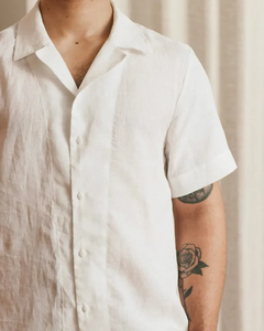 เสื้อฮาวายชาย แขนสั้น ลายตัวอักษร ผ้าฝ้ายลินิน 100% เป็นมิตรกับสิ่งแวดล้อม เสื้อป๊อปลินสำหรับวันหยุด ปกคอเสื้อพับได้ สำหรับฤดูร้อน - Product Image 3