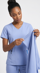 Ensemble d'uniformes médicaux pour femmes, col en V, manches courtes, vêtements de travail pour le secteur de la santé, haut et pantalon d'infirmière confortables - Product Image 5