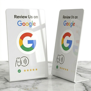 Support de carte NFC étanche et personnalisable pour avis Google, avec code QR et affichage des commentaires clients pour restaurants - Product Image 2