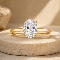 Bague de Fiançailles Solitaire en Argent 925 Plaqué Or 18K de Luxe, Zircon Ovale 3 Carats 5A, Vente en Gros pour Femme