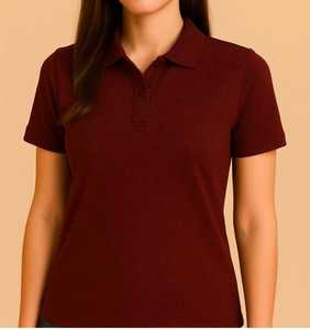 Polo de Manga Corta Color Borgoña para Mujer, Corte Regular, Estilo Casual - Product Image 1