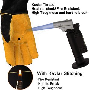 High-Temperature Heat & Fire Resistant Safety Welder <b>Gloves</b> Top Cowhide Leather <b>Gloves</b> Comfortable For Welding Industrial Work - Product Image 4