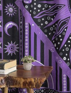 Cortinas de Ventana con Diseño de Mandala Hippie y Sol Indio, Estilo Bohemio Gitano, con Estampado de Sol y Luna, para Dormitorio, Sala de Estar, Balcón, Color Morado - Product Image 1