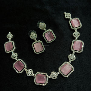 Conjunto de joyería nupcial de diamante americano clásico, collar y pendientes de dos piezas para boda, estilo clásico de moda - Product Image 1