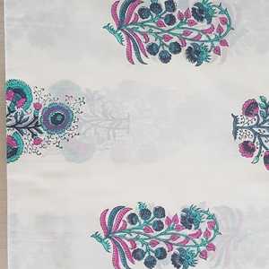 Tela de Algodón Hecha a Mano en India, Tela Estampada a Mano Sanganeri de Jaipur, Material en Bruto para Vestidos - Product Image 4