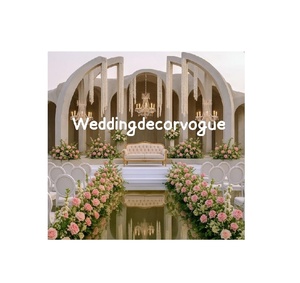 Conjunto Mandap DE BODA indio tradicional de lujo para decoración de gran ceremonia con pilares elegantes y diseño de fondo floral - Product Image 6