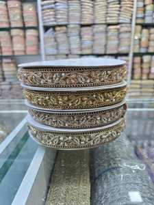 Premium Exquisite Metallic Zari Embroidered Lace Rolls Traditional Style Trim Ethnic Bridal Wear Customized Color Eco-Friendly - Product Image 2