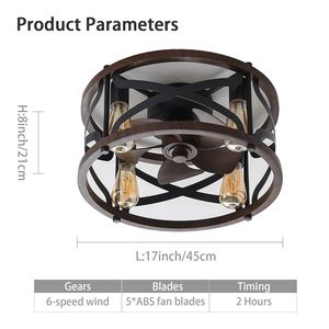 พัดลมเพดานขนาด18นิ้วพร้อมไฟและรีโมทควบคุมใช้ได้กับแอปโดยไม่มีการรับประกันหลอดไฟ - Product Image 3