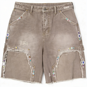 Nuevos shorts de mezclilla personalizados para hombre, lisos, 100% algodón, suaves, gruesos, cómodos y transpirables a un precio muy bajo. - Product Image 2