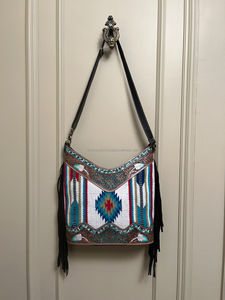 Recién llegado, bolso de mano con flecos Jacquard, Color turquesa, Sling, bolsos de tela bohemios, bolsos elegantes de gran venta para mujer - Product Image 2