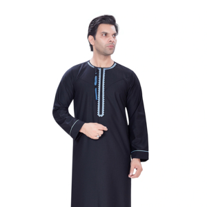 AL ARAB <b>Men's</b> Omani Embroidery <b>Thobe</b>/Thawb-Polyester Viscose Fabric Breathable Anti-Wrinkle Middle Eastern Style Ankle Length - Product Image 1