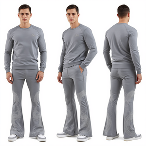 Pantalones Modernos de Hombre con Pedrería y Diseño de Ondas de Hielo, Tela Premium de Alta Calidad y Estilo Urbano - Product Image 2