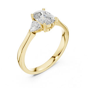 14K White Gold <b>Cushion</b> & Curved Trillion Lab-Grown Diamond Solitaire <b>Ring</b> for Women | <b>Wedding</b> | New Grown Diamond - Product Image 6