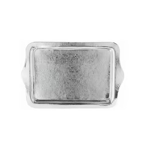 Plateau de service rectangulaire tendance en acier inoxydable avec poignées en cuir, design minimaliste, plat de service durable en métal - Product Image 4