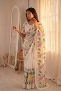 Sari indio de Bollywood, estilo elegante y lujoso, tela suave y pesada, el más moderno, de exportación, exclusivo, para fiestas, para mujer. - Product Image 5