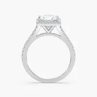 Bague de fiançailles Charlotte avec halo de diamants taille princesse d'un carat et demi, élégante, classique, bijoux féminins intemporels et raffinés