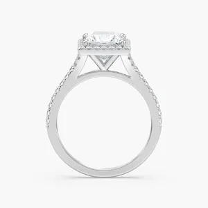 Bague de fiançailles Charlotte avec halo de diamants taille princesse d'un carat et demi, élégante, classique, bijoux féminins intemporels et raffinés - Product Image 4
