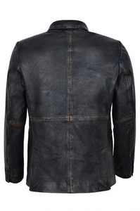 <b>SMART</b> RANGE Men's Black Leather Blazer Slim Fit Turn-down Collar Single Breasted Genuine Leather <b>Jacket</b> Autumn <b>Smart</b> Casual - Product Image 2